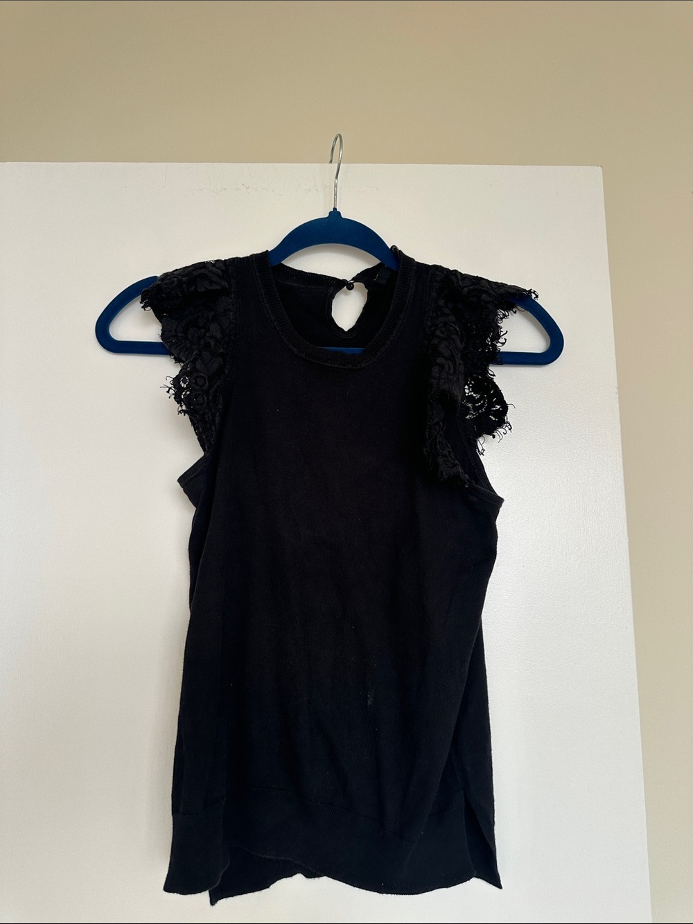 Tara Jarmon Black Lace-Trim Sleeveless Tank